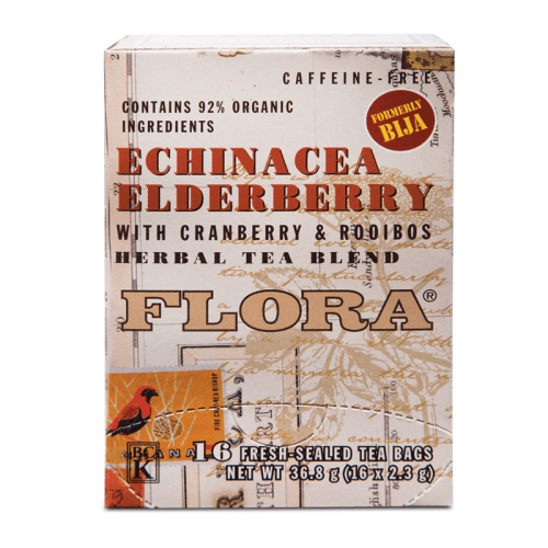 Flora Echinacea Elderberry with Cranberry & Rooibos Herbal Tea Caffeine Free 16 Tea Bags Tea at Village Vitamin Store