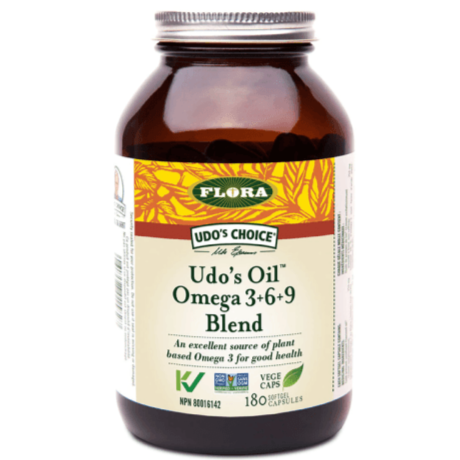 Flora UDO's CHOICE Udo's Oil Omega 3+6+9 Blend 180 Softgel Caps Supplements - EFAs at Village Vitamin Store