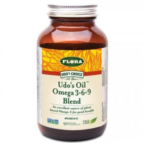 Flora UDO's CHOICE Udo's Oil Omega 3+6+9 Blend 90 Softgel Caps Supplements - EFAs at Village Vitamin Store