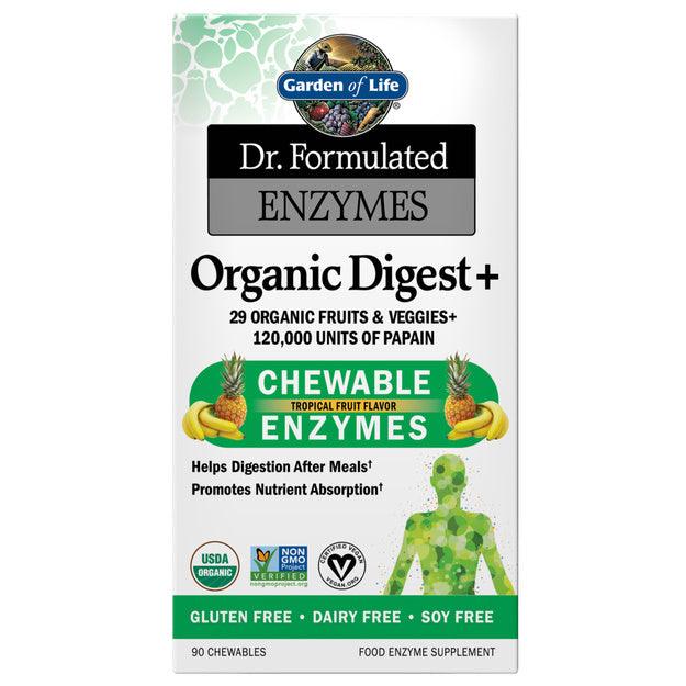 Dr. Formulated Enzymes Organic Digest+ Tropical Fruit Flavor 90 Chewables Supplements - Digestive Enzymes at Village Vitamin Store