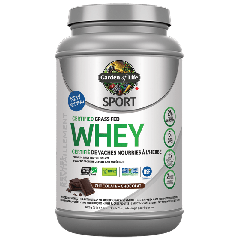 Garden of Life Sport Whey 672g Chocolate Certified Grass Fed Supplements - Protein at Village Vitamin Store