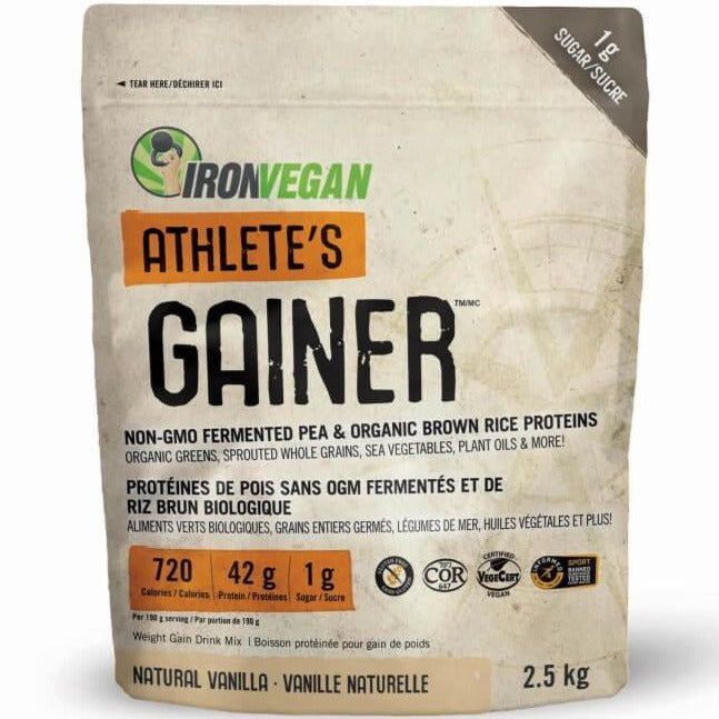 Iron Vegan Athlete's Gainer Natural Vanilla 2.5kg Supplements - Protein at Village Vitamin Store