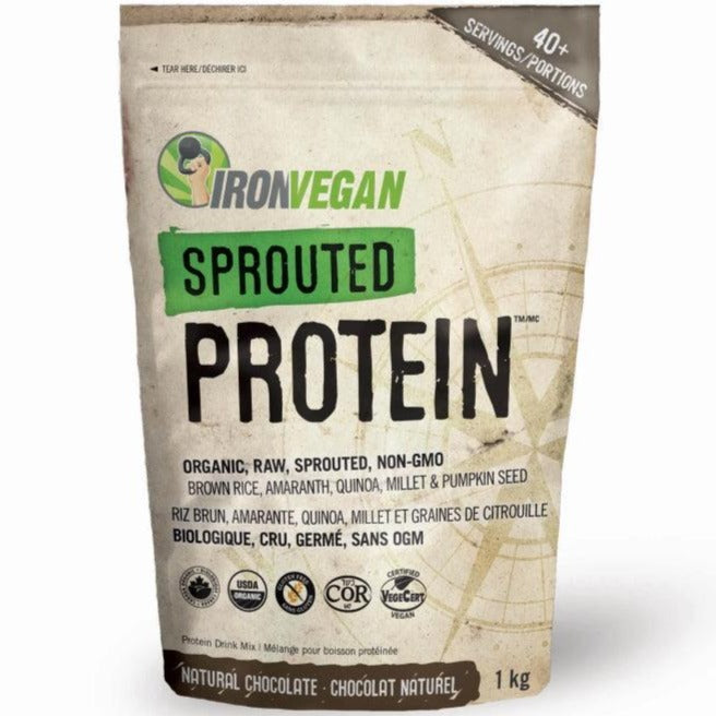 Iron Vegan Sprouted Protein Natural Chocolate 1kg Powder Supplements - Protein at Village Vitamin Store