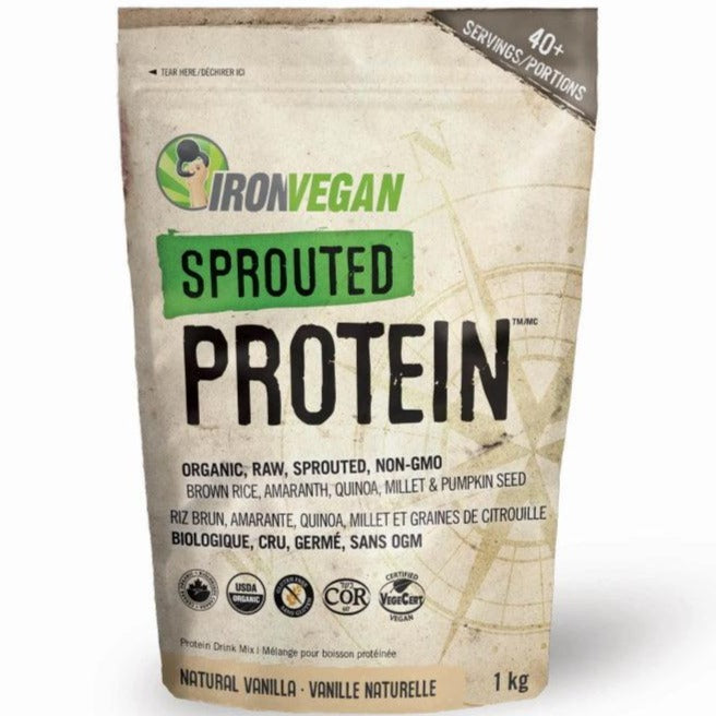 Iron Vegan Sprouted Protein Natural Vanilla 1kg Powder Supplements - Protein at Village Vitamin Store