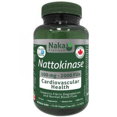 Naka Platinum Nattokinase 100mg BONUS Size 75 Veggie Caps Supplements - Cardiovascular Health at Village Vitamin Store