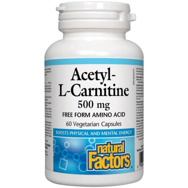 Natural Factors Acetyl-L-Carnitine 500mg 60 Veggie Caps Supplements - Amino Acids at Village Vitamin Store