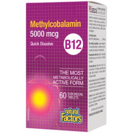 Natural Factors B12 Methylcobalamin 5000mcg 60 Quick Dissolve Sublingual Tabs Vitamins - Vitamin B at Village Vitamin Store