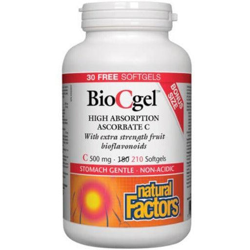 Natural Factors BioCgel 500mg High Absorption Ascorbate C 180+30 Softgels Vitamins - Vitamin C at Village Vitamin Store