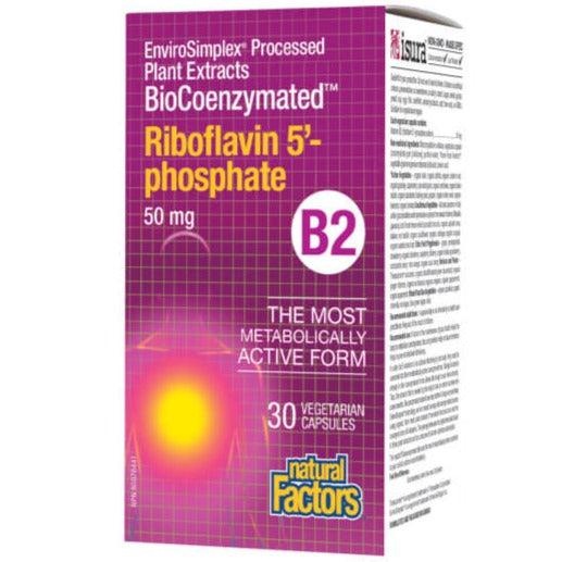 Natural Factors BioCoenzymated 50mg Riboflavin 5'-Phosphate B2 30 Veggie Caps Supplements at Village Vitamin Store