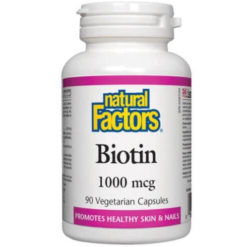 Natural Factors Biotin 1000mcg 90 Veggie Caps Supplements - Hair Skin & Nails at Village Vitamin Store