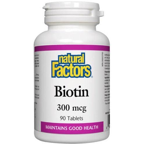 Natural Factors Biotin 300mcg 90 Tabs Supplements - Hair Skin & Nails at Village Vitamin Store