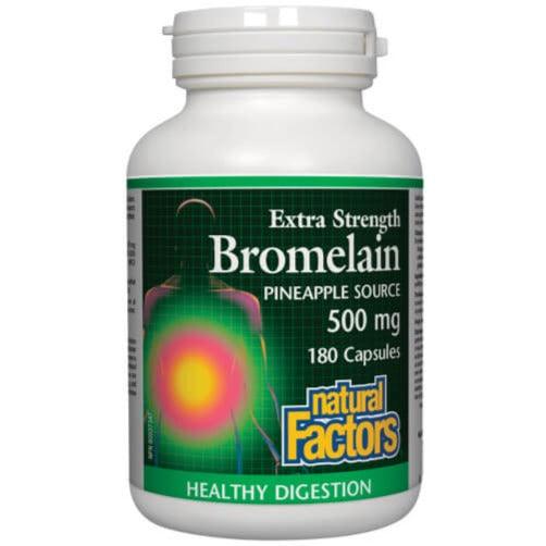 Natural Factors Bromelain Extra Strength Pineapple Source 500mg 180 Capsules Supplements - Digestive Enzymes at Village Vitamin Store