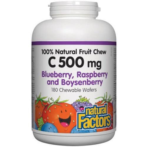 Natural Factors C 500mg Blueberry, Raspberry and Boysenberry 180 Chewable Wafers Vitamins - Vitamin C at Village Vitamin Store