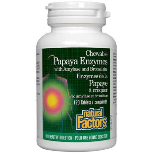 Natural Factors Papaya Enzyme 120 Chewable Tabs Supplements - Digestive Enzymes at Village Vitamin Store
