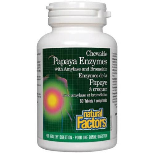 Natural Factors Papaya Enzymes 60 Chewable Tabs Supplements - Digestive Enzymes at Village Vitamin Store