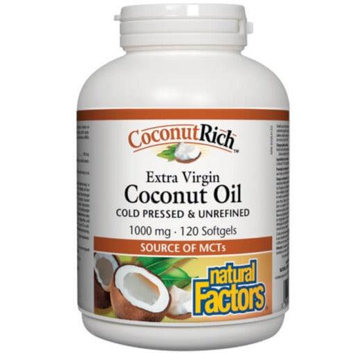 Natural Factors Coconut Rich Extra Virgin Coconut Oil 1000mg 120 Softgels Supplements at Village Vitamin Store