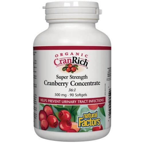 Natural Factors CranRich Super Strength 500mg Cranberry Concentrate 36:1 90 Softgels Supplements - Bladder & Kidney Health at Village Vitamin Store