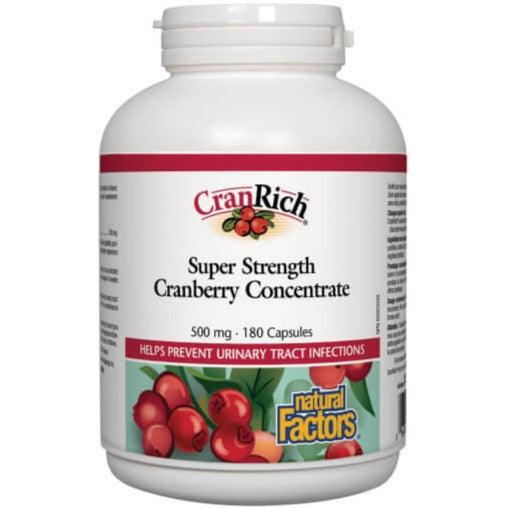 Natural Factors CranRich Super Strength Cranberry Concentrate 500mg 180 Caps Supplements - Bladder & Kidney Health at Village Vitamin Store