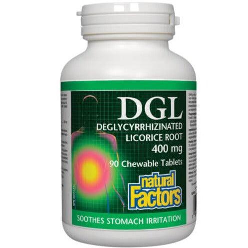 Natural Factors DGL Licorice 400 mg 90 Chewable Tabs Supplements - Digestive Health at Village Vitamin Store