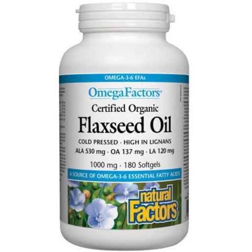 Natural Factors Flax Seed Oil 1000mg 180 Softgels Supplements - EFAs at Village Vitamin Store