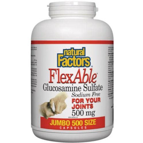 Natural Factors FlexAble Glucosamine Sulfate 500 mg 500 Caps Supplements - Joint Care at Village Vitamin Store