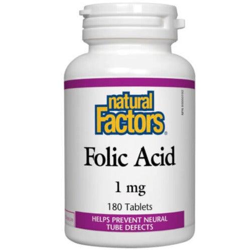 Natural Factors Folic Acid 1mg 180 Tabs Supplements at Village Vitamin Store