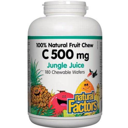 Natural Factors Natural Fruit Chew C 500mg Jungle Juice Flavour 180 Chewable Wafers Vitamins - Vitamin C at Village Vitamin Store