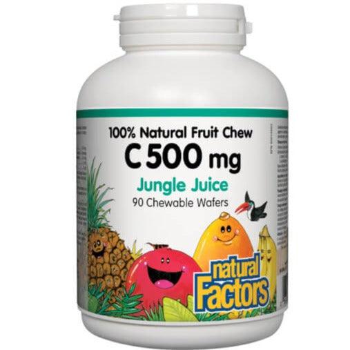 Natural Factors Natural Fruit Chew C 500mg Jungle Juice 90 Chewable Wafers Vitamins - Vitamin C at Village Vitamin Store