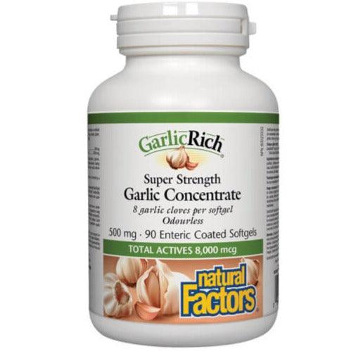 Natural Factors Garlic Rich Garlic Concentrate 500mg 90 Enteric Coated Softgels Supplements at Village Vitamin Store