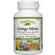 Natural Factors Herbal Factors Ginkgo Biloba 60mg 120 Caps Supplements - Cognitive Health at Village Vitamin Store