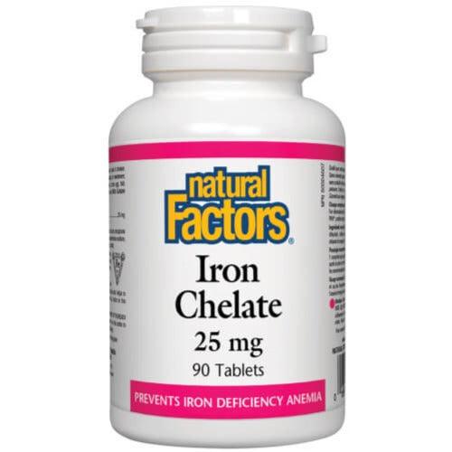 Natural Factors Iron Chelate 25mg 90 Tabs Minerals - Iron at Village Vitamin Store