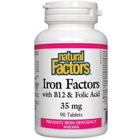 Natural Factors Iron Factors with B12 & Folic Acid 35mg 90 Tabs Minerals - Iron at Village Vitamin Store