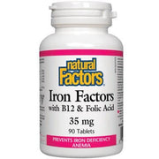 Natural Factors Iron Factors with B12 & Folic Acid 35mg 90 Tabs Minerals - Iron at Village Vitamin Store