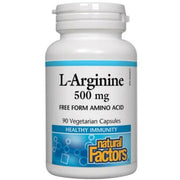 Natural Factors L-Arginine 500mg 90 Veggie Caps Supplements - Amino Acids at Village Vitamin Store