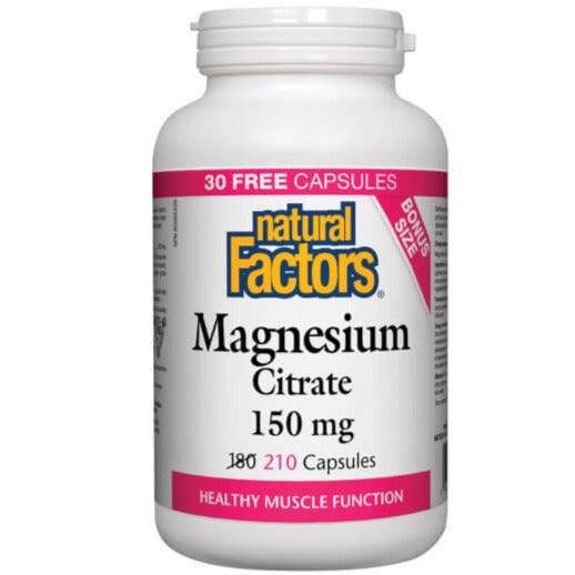 Natural Factors Magnesium Citrate 150mg 210 Caps Minerals - Magnesium at Village Vitamin Store