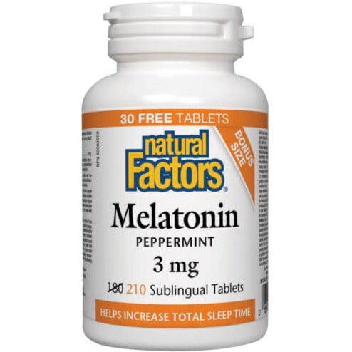 Natural Factors Melatonin Peppermint 3mg 210 Sublingual Tabs Supplements - Sleep at Village Vitamin Store
