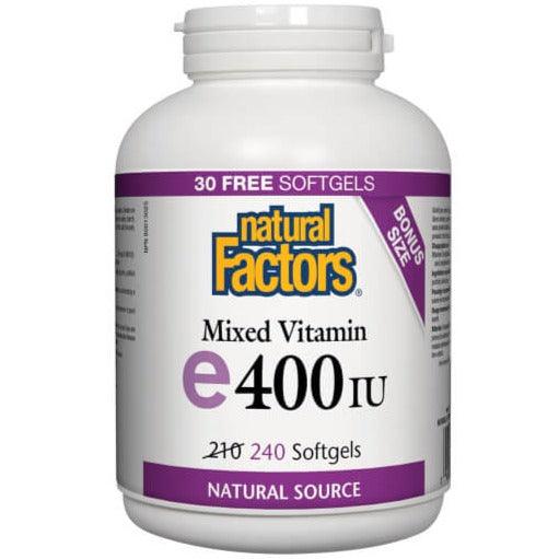 Natural Factors Mixed Vitamin E 400IU 240 Softgels Bonus Size Vitamins - Vitamin E at Village Vitamin Store