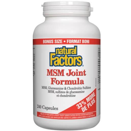Natural Factors MSM Joint Formula Bonus Size 240 Caps Supplements - Joint Care at Village Vitamin Store