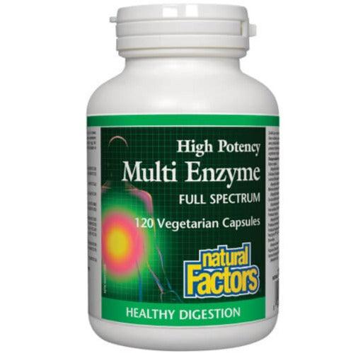 Natural Factors High Potency Multi Enzyme Full Spectrum 120 Veggie Caps Supplements - Digestive Enzymes at Village Vitamin Store