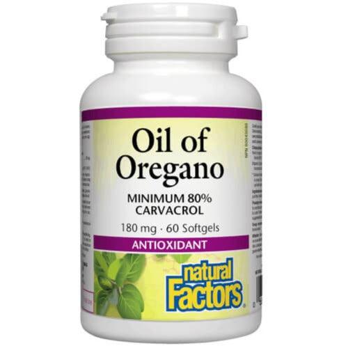 Natural Factors Oil of Oregano 180mg 60 Softgels Cough, Cold & Flu at Village Vitamin Store
