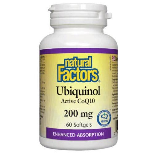 Natural Factors Ubiquinol CoQ10 200mg 60 Softgels Supplements - Cardiovascular Health at Village Vitamin Store