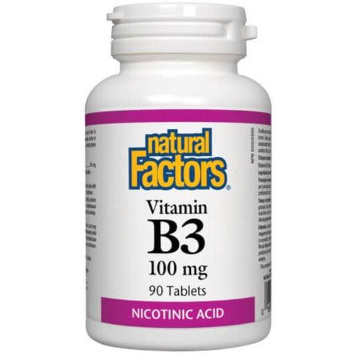 Natural Factors Vitamin B3 Niacin 100mg 90 tablets Vitamins - Vitamin B at Village Vitamin Store