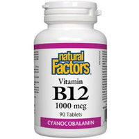Natural Factors Vitamin B12 1000mcg Cyanocobalamin 90 Tabs Vitamins - Vitamin B at Village Vitamin Store