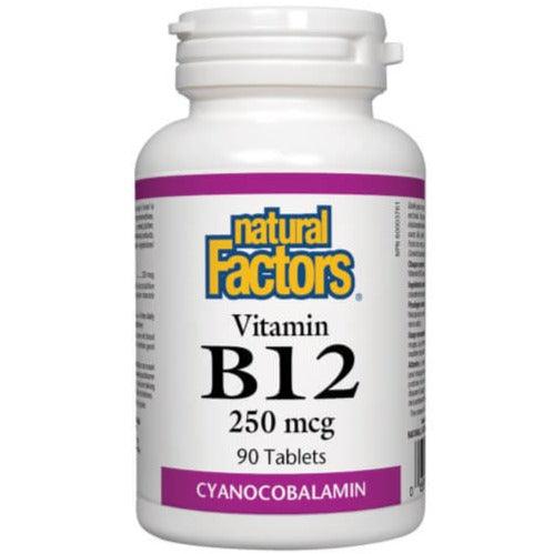 Natural Factors Vitamin B12 Cyanocobalamin 250mcg 90 Tabs Vitamins - Vitamin B at Village Vitamin Store