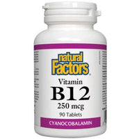 Natural Factors Vitamin B12 Cyanocobalamin 250mcg 90 Tabs Vitamins - Vitamin B at Village Vitamin Store