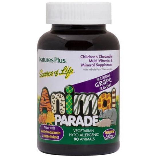 Natures Plus Animal Parade Children's Multivitamin Natural Grape 90 Chewables Supplements - Kids at Village Vitamin Store
