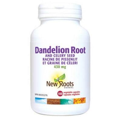 New Roots Dandelion Root and Celery Seed 430mg 100 Veggie Caps Supplements - Digestive Health at Village Vitamin Store