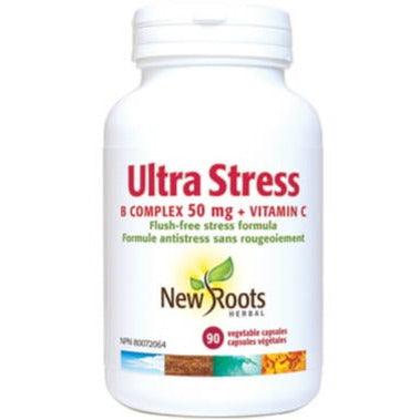 New Roots Ulta Stress B Complex 50mg + Vitamin C 90 Veggie Caps Vitamins - Vitamin B at Village Vitamin Store