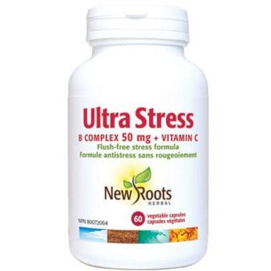 New Roots Ulta Stress B Complex 50mg + Vitamin C 60 Veggie Caps Vitamins - Vitamin B at Village Vitamin Store