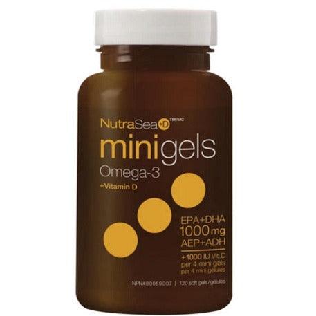 NutraSea+D Omega-3 Mini Gels Fresh Mint 120 softgels Supplements - EFAs at Village Vitamin Store